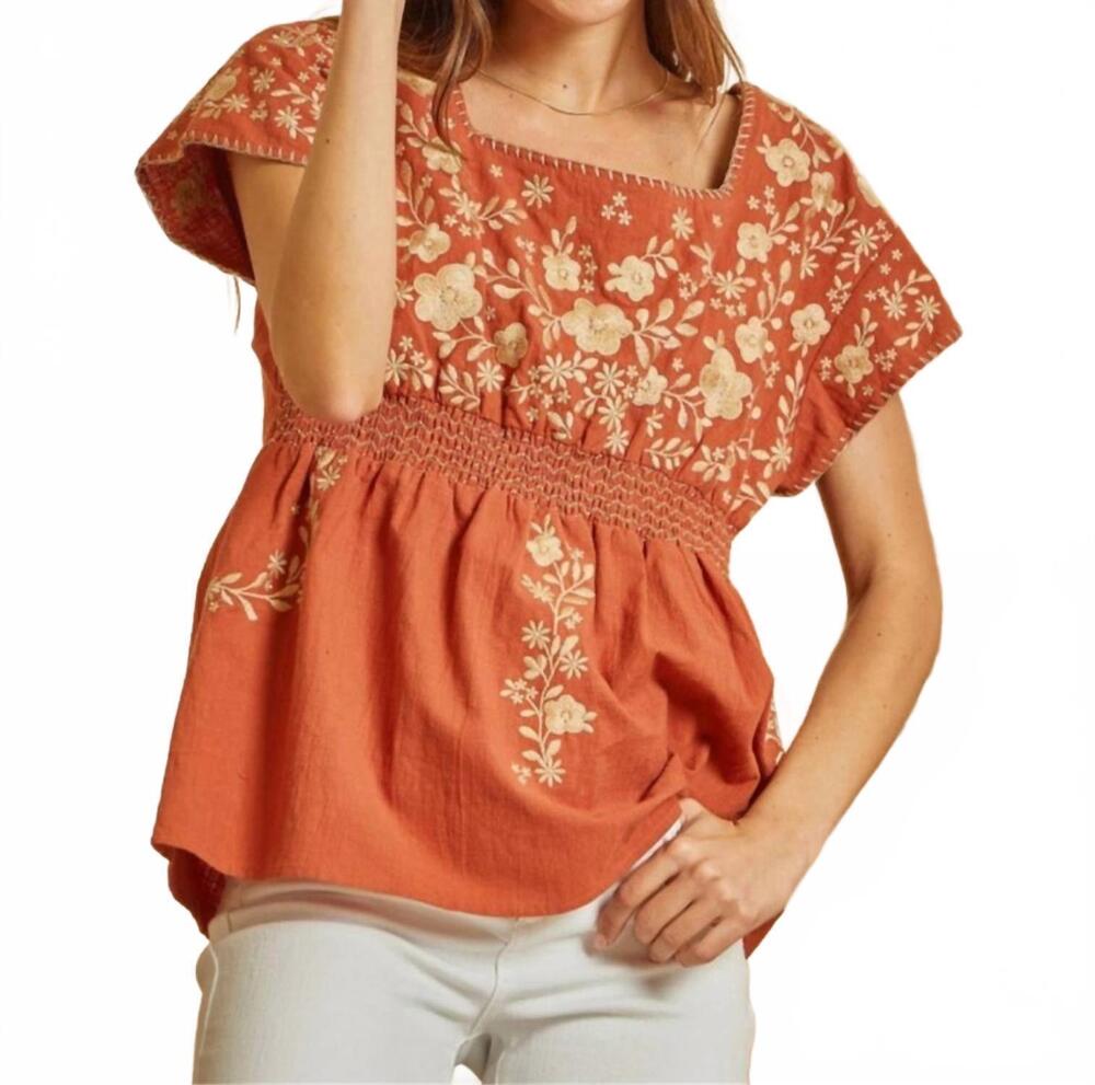 NEW ANDREE BY UNIT babydoll floral top in orange